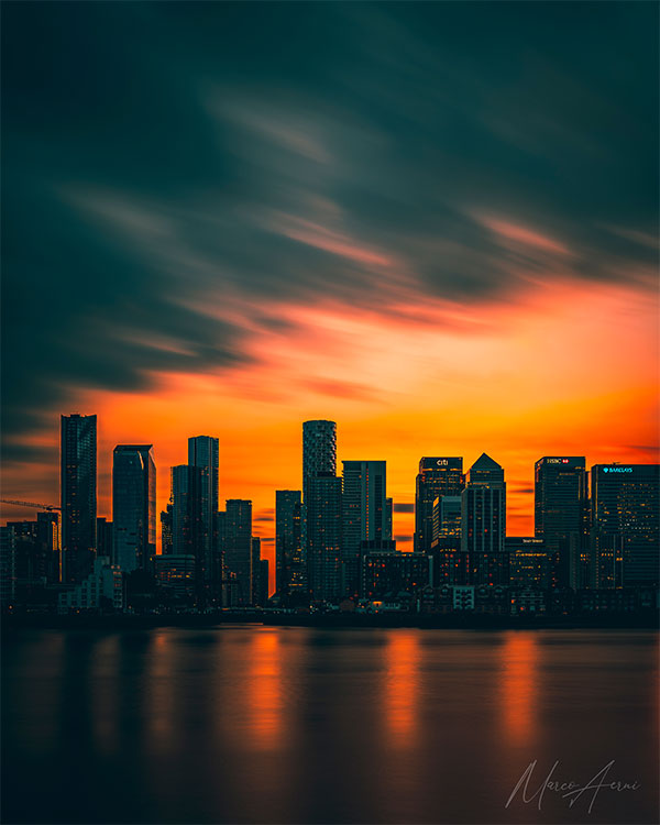 Canary Wharf Skyline at Golden Hour 60x80cm